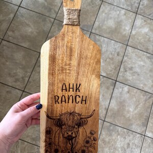 Custom Highland Cow Wood Charcuterie Board image 7