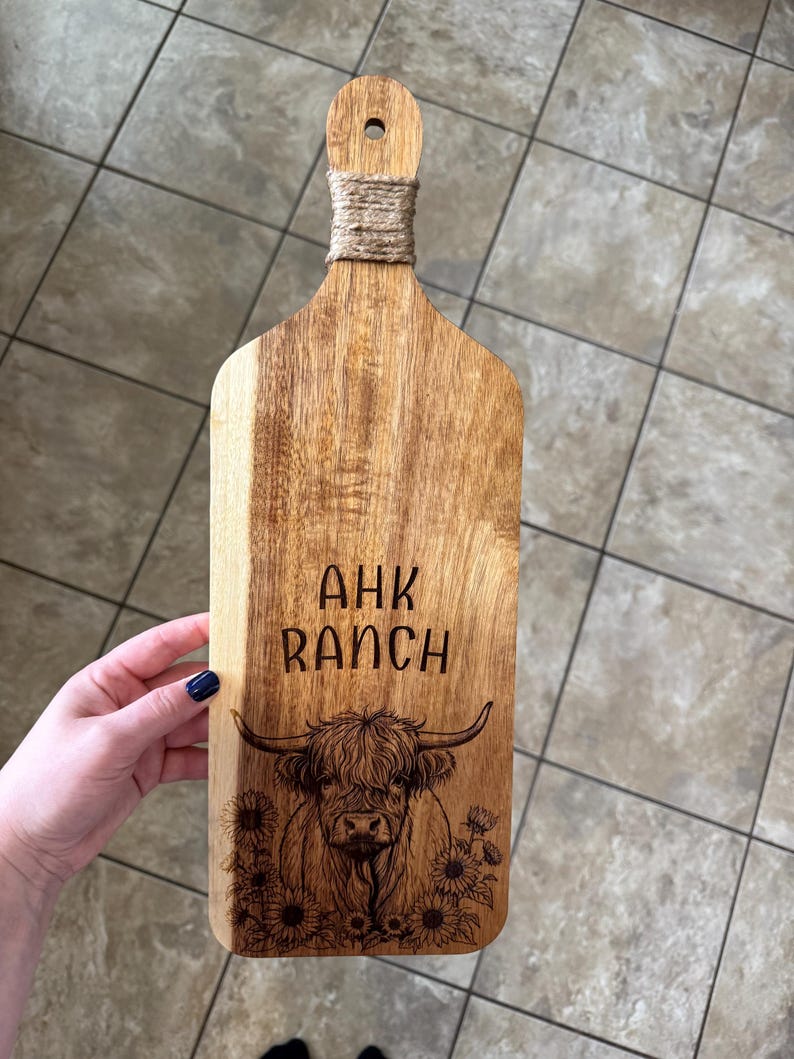 Custom Highland Cow Wood Charcuterie Board image 7