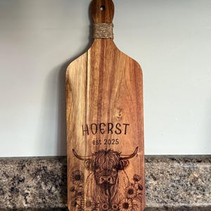 Custom Highland Cow Wood Charcuterie Board image 6