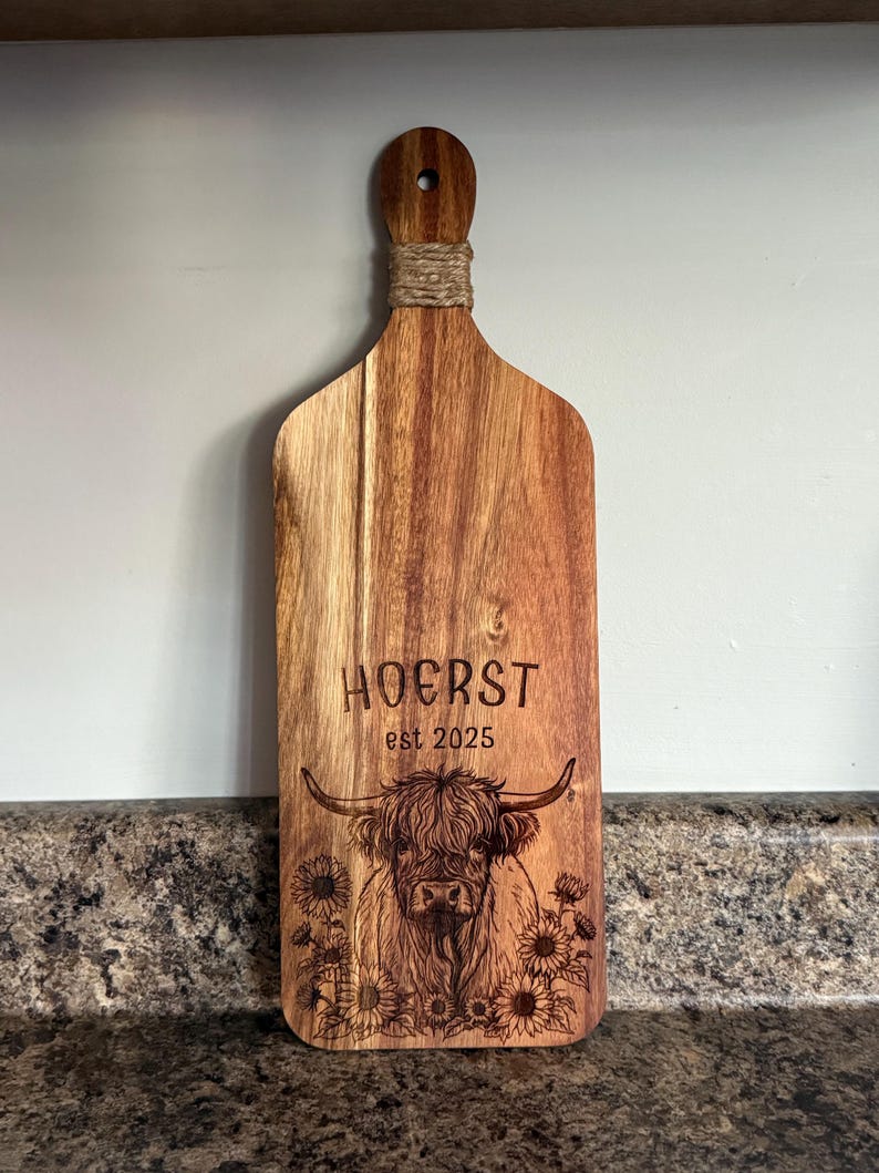 Custom Highland Cow Wood Charcuterie Board image 6