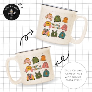 Sweater Weather | Cute Colorful Cozy Weather Knits Cardigans Speckled Seasonal Ceramic Camper Coffee Mug Gift For Autumn-Lovers, 13 oz