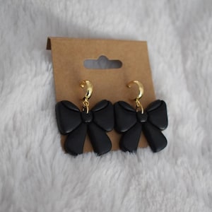 Handmade Bow Stud Dangle Earrings | Polymer Clay | Trendy & Cute Designs | Multiple Colors Available