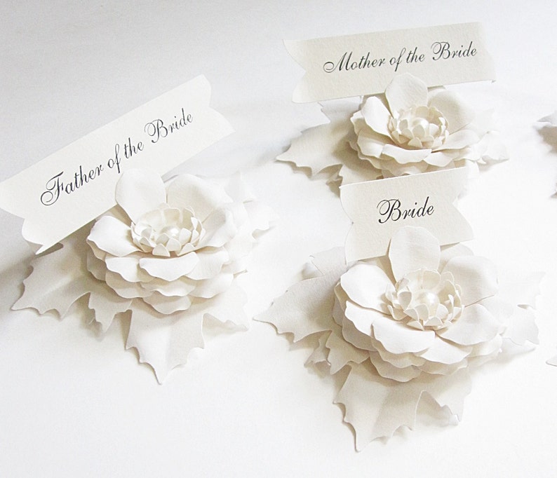 Bridal Party Paper Flower Place Cards