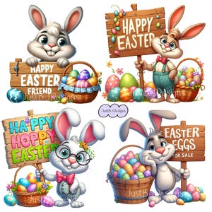 Paquete de imágenes prediseñadas del Conejo de Pascua: 25 imágenes de alta resolución + 10 gratis (descarga digital) imagen 8