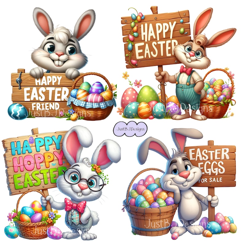 Paquete de imágenes prediseñadas del Conejo de Pascua: 25 imágenes de alta resolución + 10 gratis (descarga digital) imagen 8