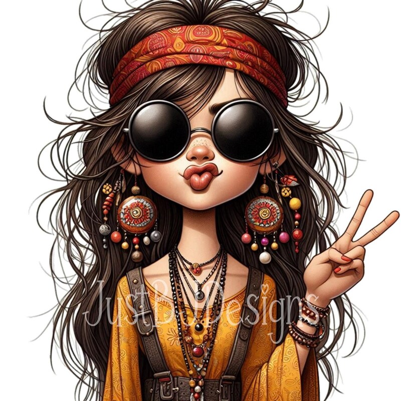 Whimsy Hippy Whimsical Hippie Clipart - Etsy