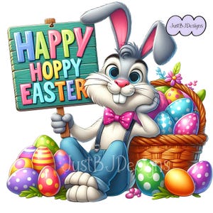 イースターバニーのクリップアートセット：高解像度画像25点＋無料画像10点（デジタルダウンロード）