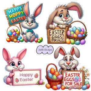 Paquete de imágenes prediseñadas del Conejo de Pascua: 25 imágenes de alta resolución + 10 gratis (descarga digital) imagen 6