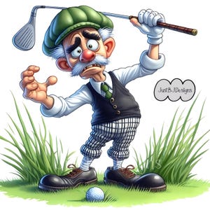 Quirky Whimsical Golfer Men Clipart- 20 High Resolution Images - Commercial or Personal Use