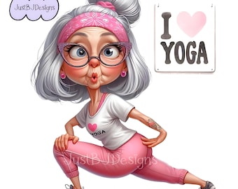 Whimsical Senior Yoga Clipart - 20 High Resolution Images - Commercial or Personal Use