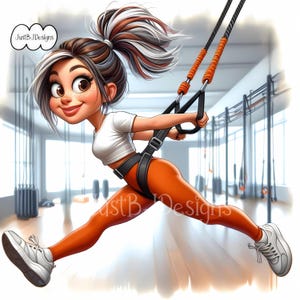 Whimsical Quirky Bungee Fitness - 15 High Resolution Images - Commercial or Personal Use
