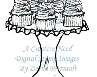INSTANT Download Digital Stamp Image CELEBRATE With CUPCAKES