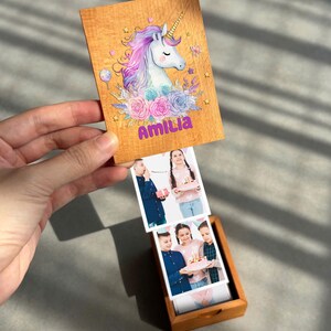 Birthday Gifts Pull Out Photo Box Custom, Gift for Kids, Pull up photo wooden box, Custom Picture Birthdays Collection, Keepsake Box