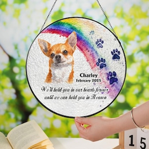 Personalized Pet Memorial Glass Suncatcher, Sympathy Gift for Loss of Dog, Pet Memorial Gifts, Dog Remembrance Ornament, Dog Paw Prints