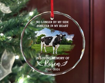 Personalisierte Kuh Gedenkglas Verzierung, Kuh Verlust Sympathie Geschenk, Weihnachtsbaum Dekoration