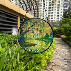 Weeping Willow Suncatcher Personalized, Weeping Willow Window Hanging Decor for Home, Gift for Her, Mom, Glass Light Catcher, Birthday Gift
