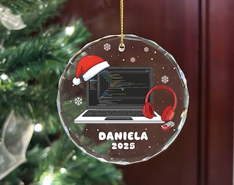 Personalized Programmer Glass Ornament - Custom Software Engineer Christmas Keepsake - Coder, Developer & Tech Geek Gift