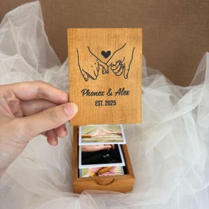 Custom Pull Out Photo Box, Couple Photo Album, Photo Wooden Box, Gift for Groom, Gift for Bride, Anniversary Gifts for Couple, Newlywed Gift