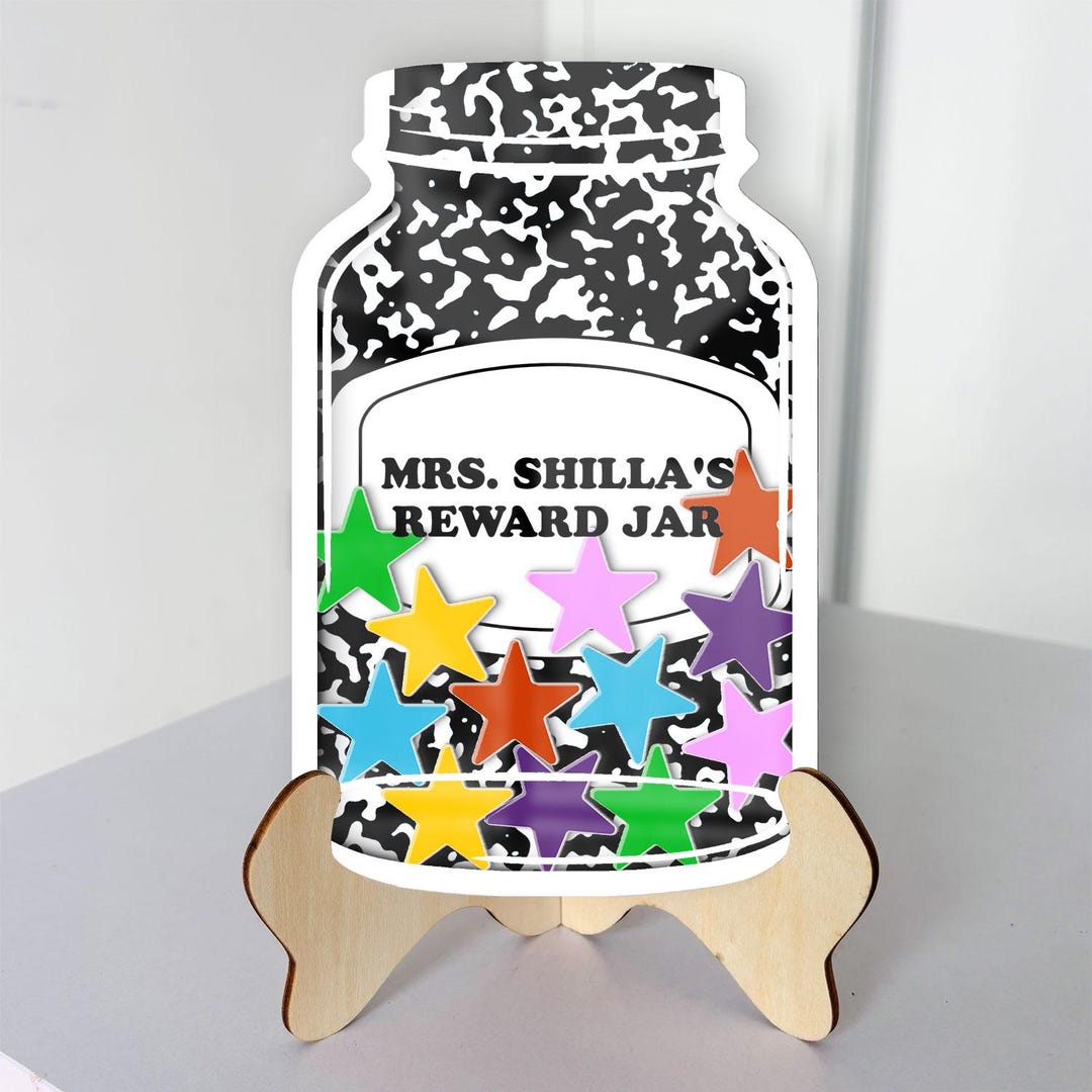 Custom Classroom Reward Jar for Teacher, Star Magnetic Reward Jar, Back ...