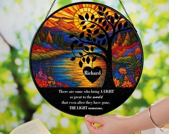 Attrape-soleil commémoratif personnalisé en vitrail, panneau de fenêtre du souvenir