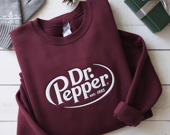 Replica Dr Pepper Classic Unisex Embroidered Sweatshirt, Oversized Dr. Pepper Sweatshirt, Embroidered Crewneck