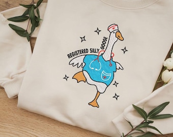 Dumme Gans Registered Nurse Besticktes Sweatshirt, Nursing Studenten Hoodie, Nursing School, Nurse Shirt, Für die Arbeit RN, Nurse Life Sweatshirt
