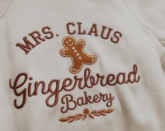 Christmas GINGERBREAD BAKERY Embroidered sweatshirts, holiday sweater, christmas sweater, embroidered sweatshirt, gingerbread, Santa gift