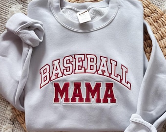 Baseball Mom Sweatshirt Embroidered, Custom Baseball Mama Shirt, Embroidered Baseball Fan Shirt, Sports Mama Sweatshirt, Sports Mom Gift