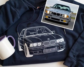 Sudadera con capucha bordada personalizada para coche, foto bordada, sudadera personalizada de coche de carreras, regalo personalizado para amantes de los coches, regalo para él o su marido.