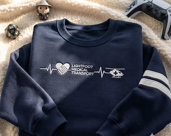 Lightfoot Medical Transport Embroidered Sweatshirt, Resident Evil Inspired Crewneck, Helicopter Medical Shirt, Horror Game Fan Gift