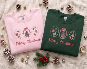 Merry Christmas Sweatshirt, Embroidered Christmas Patch Crewneck, Reindeer Tree Gingerbread Sweater, Holiday Gift Sweatshirt