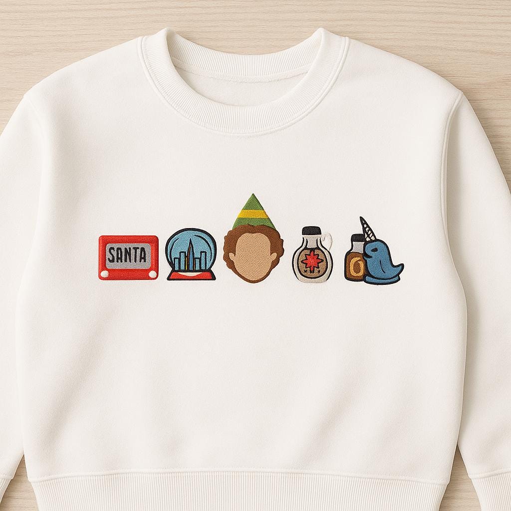 Vintage Elf Christmas Movie Embroidered Sweatshirt, Buddy The Elf Sweatshirt, Elf Christmas Crewneck,Retro 90s Sweater, Christmas Sweatshirt