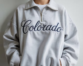 Colorado Zip up, Sweatshirt, Colorado Mountain Embroidered Sweatshirt, Colorado Embroidered Sweatshirt: Mountain Graphic Crewneck