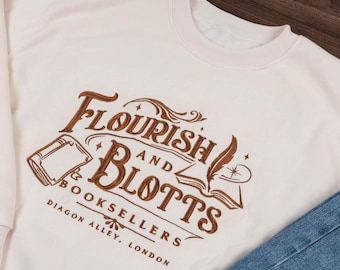 Wizard Book Shop Embroidered Sweatshirt, Universal Studios Sweatshirt, Subtle Sweatshirt, Gifts For Book Lovers
