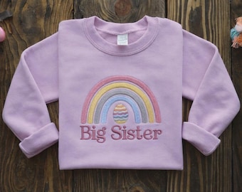 Big Sister Embroidered Easter Day Sweatshirt, Kids Easter Embroidered sweatshirt, Easter Bunny Kids Sweatshirt, Gift For Easter Day