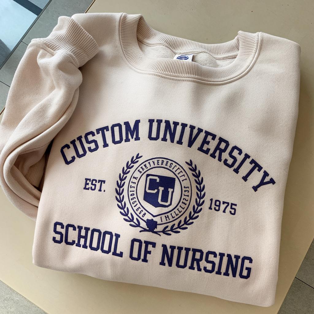 Custom University Sweatshirt, Beige Personalized College Crewneck, Custom Text Gift, Unisex Cozy Top, Vintage College Style Outfit