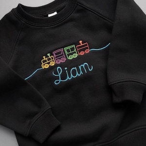 Custom Train Toddler Embroidered Sweatshirt, Train Lover Gift, Personalized Train Youth Shirt, Train Kids Sweatshirts, Birthday gift for boy