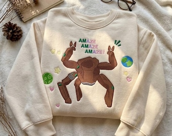 Amaze Embroidered Sweatshirt, Funny Movie Robot Crewneck, Retro Space Robot Shirt, Sci Fi Movie Lover Gift, Geek Sweatshirt