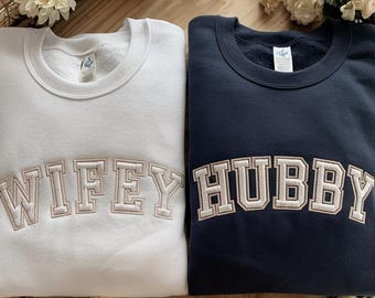 Bride Sweatshirt-Wedding Gift-Embroidered Sweatshirt-Bride Crewneck-Wifey Sweatshirt-Mrs Sweatshirt-Custom Embroidered Sweatshirt-Engagement