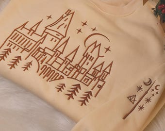 Sudadera bordada Mago, Sudadera fantasía, Sudadera magia, Escuela de Magia y Hechicería, Varita mágica, Bastón de mago