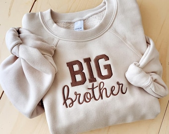 Sudadera bordada para hermano mayor, sudadera para bebé, camisetas infantiles personalizadas, camisetas infantiles verde salvia, regalos personalizados para bebés