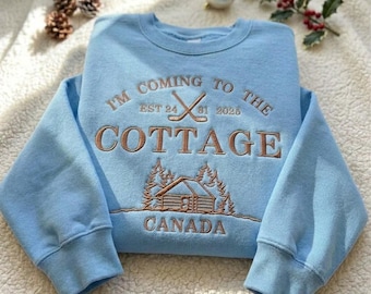 I'm Coming to the Cottage Embroidered Sweatshirt, Hockey Cottage Crewneck, Canada Cabin Shirt, Funny Hockey Shirt, Christmas Gift