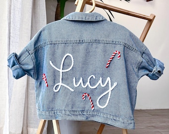 Custom Name Embroidered Kids Denim Jacket, Personalized Gift