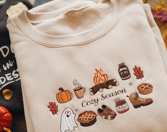 Cozy Season Embroidered Sweatshirt, Cozy Season Sweatshirt, Autumn Sweatshirts, Sweatshirts for Her, Fall Sweatshirt, Cozy Autumn Shirt