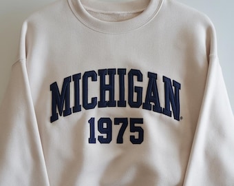 Michigan Embroidered Sweatshirt, Michigan Oversized Sweatshirt, Michigan State Sweatshirt, Michigan Crewneck Premium Quality