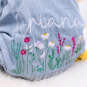 Customs Name Embroidered Denim Jacket, Flower Jean Jacket, Embroidered Jacket, Embroidered Baby Denim Jacket,Kids Denim Jacket,Gift For Baby