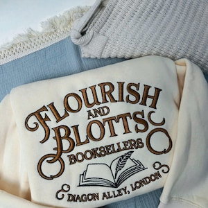 Wizard Book Shop Embroidered Sweatshirt, Universal Studios Hoodie, Subtle T-shirt, Gifts For Book Lovers