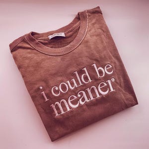 Could Be Meaner Embroidered Shirt, custom embroidery Shirt, anxiety embroidered shirt