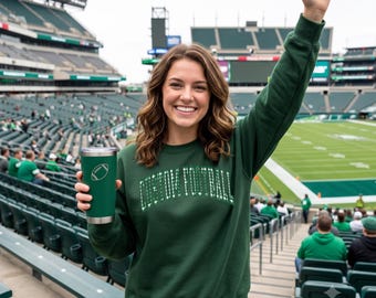 Personalized Team Name Embroidered Sweatshirt, Personalized Football Mom Sweatshirt, College Team Mascot Crewneck, Game Day Sweatshirt