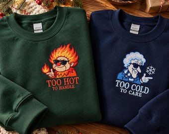 Christmas Couple Sweatshirt, Funny Winter Embroidery, Matching Holiday Crewneck, Retro Christmas Sweater, Festive Couple Gift